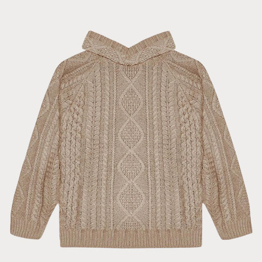 Kids Fear of God Essentials Core Gold Heather Cable Knit Hoodie Kids Size 6/7